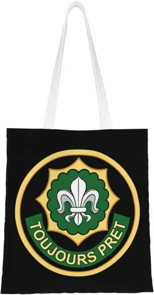 Insignia Usa Army 2Nd Cavalry Regiment V1 Tote Bag for Women Canvas Shopping Bags Reusable Large Capacity Casual Shoulder Handbags Grocery Bags DIY Gift Bags