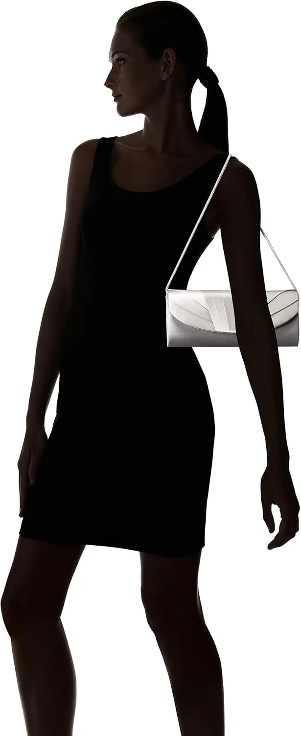 Jessica McClintock Angel Satin Tuxedo Flap Evening Clutch