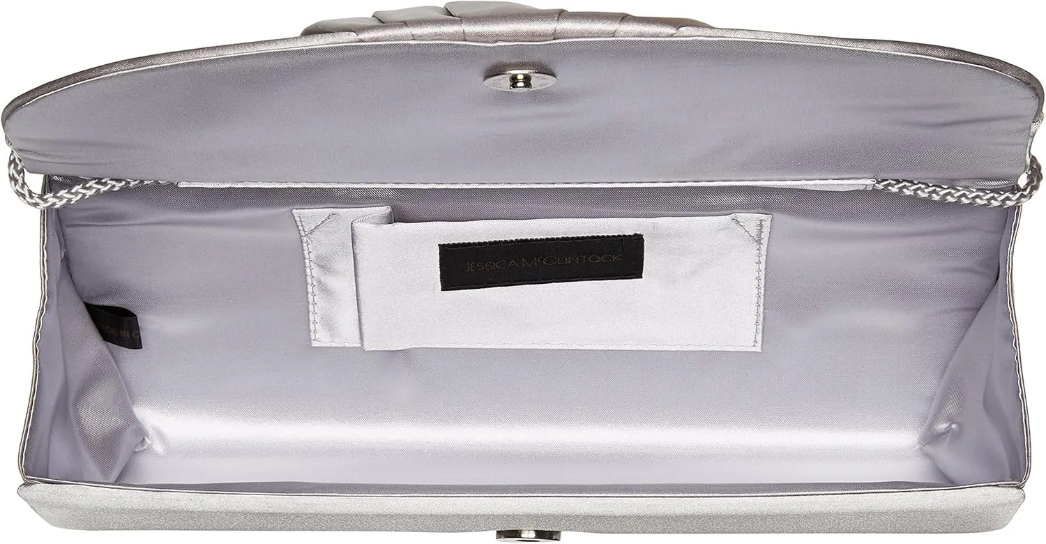Jessica McClintock Angel Satin Tuxedo Flap Evening Clutch