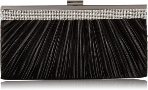 Jessica McClintock Laura Rhinestone Satin Bag Evening Clutch With Crossbody Chain