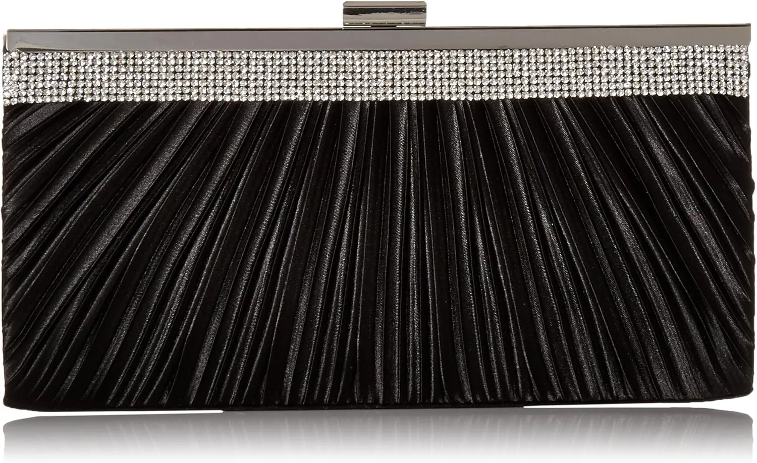 Jessica McClintock Laura Rhinestone Satin Bag Evening Clutch With Crossbody Chain