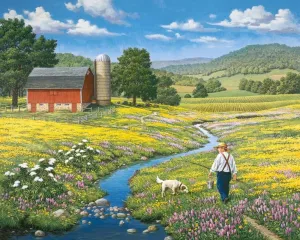 Jigsaw Puzzle for Adults Boy Returning from Fishing by The Farm Challenging Educational Fun Family Activities Games Toys Gifts Wooden Puzzles 1000 Piece