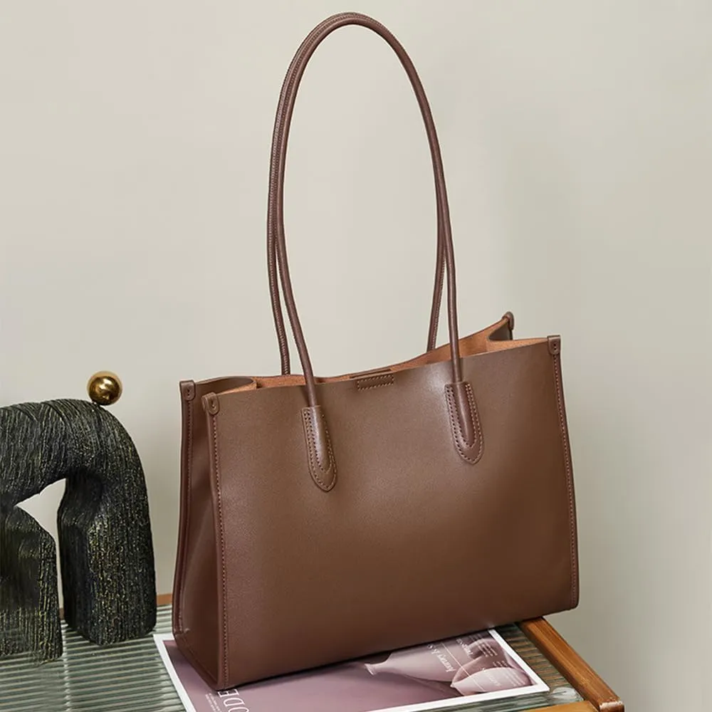 JIUFENG Genuine Leather Tote Bag for Women, Womens Casual Shoulder Bag Clutch Handbag for Shopping Work Travel