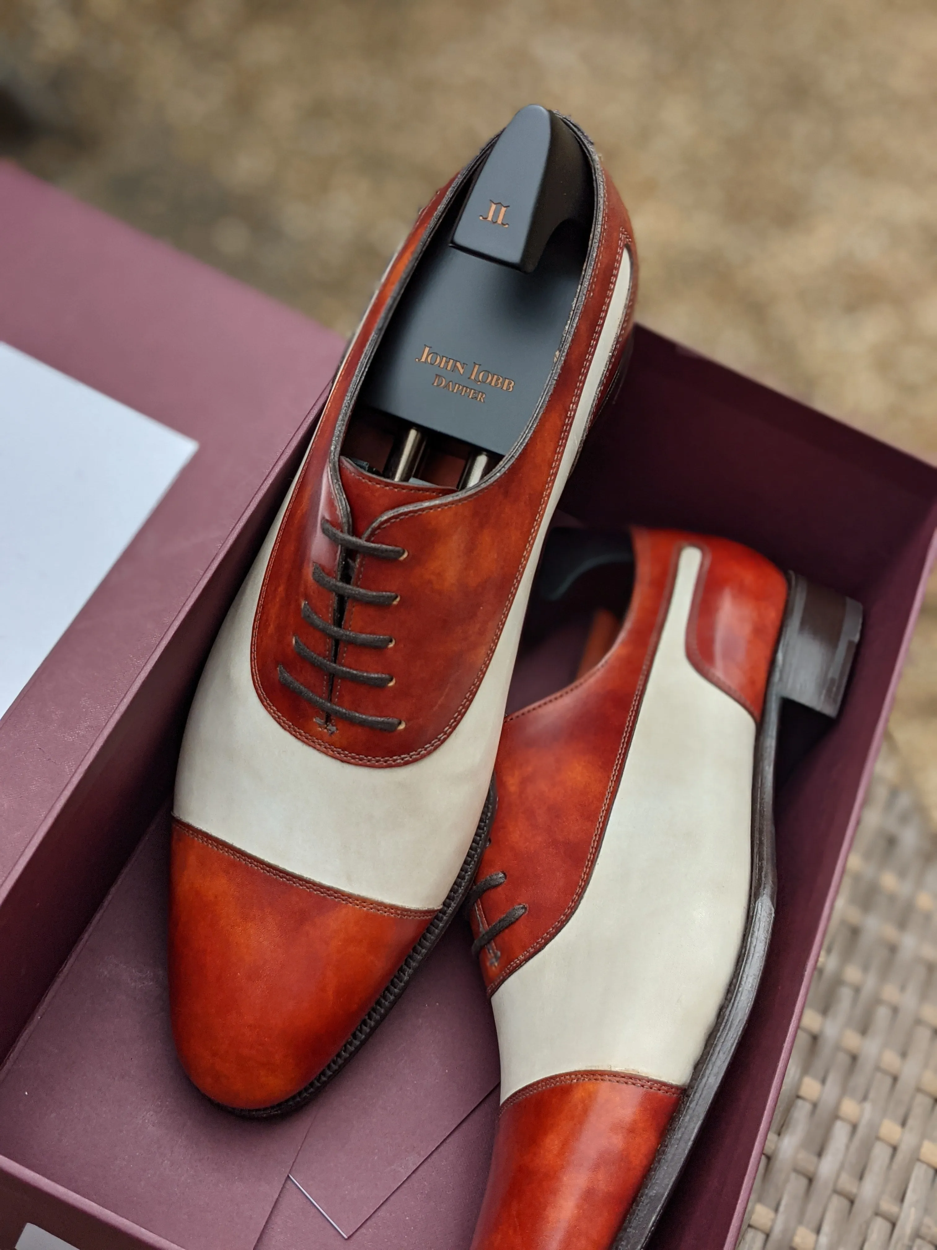 John Lobb - Stafford - Misty & White Calf - UK10.5 - EE fitting