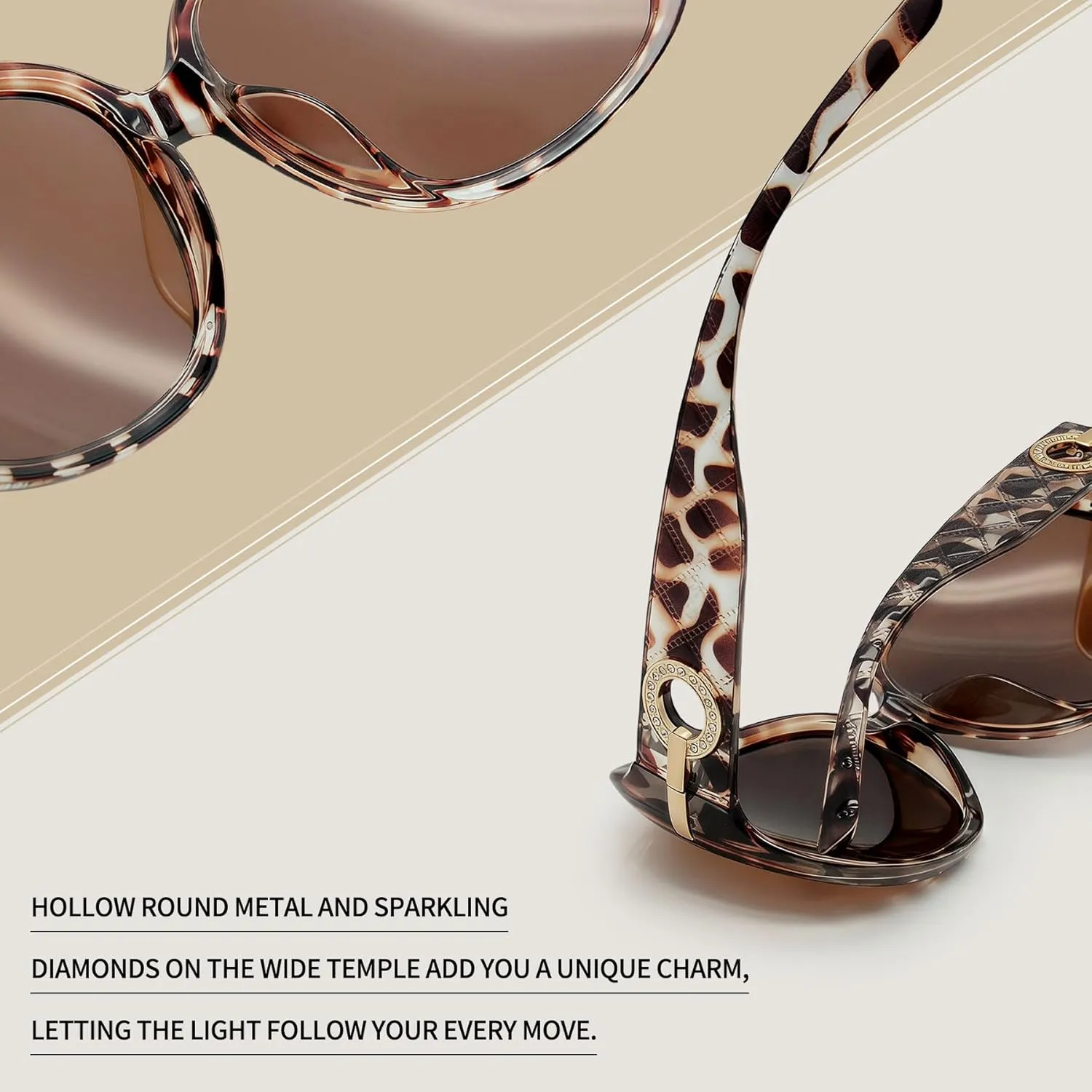 Joopin Big Womens Sunglasses Polarized Trendy Sun Glasses Large Rectangle UV Protection Rhinestone Sunnies