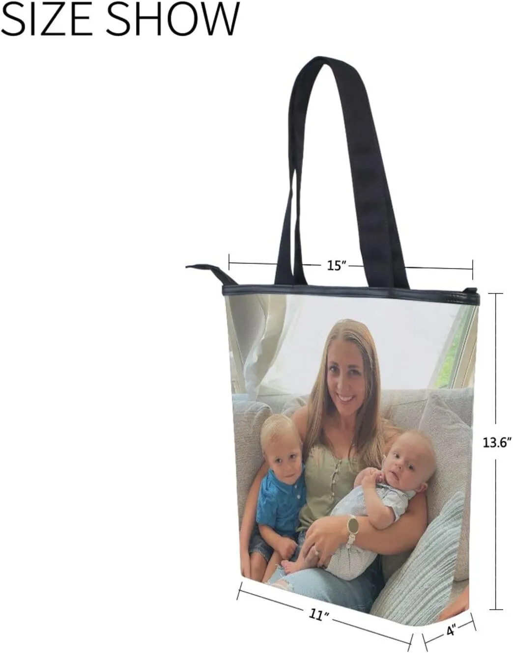 JSTEL Custom Photo Canvas Tote Bag Personalized Picture Tote Bag Customized Photo Tote Bag Women Gift