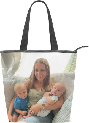 JSTEL Custom Photo Canvas Tote Bag Personalized Picture Tote Bag Customized Photo Tote Bag Women Gift