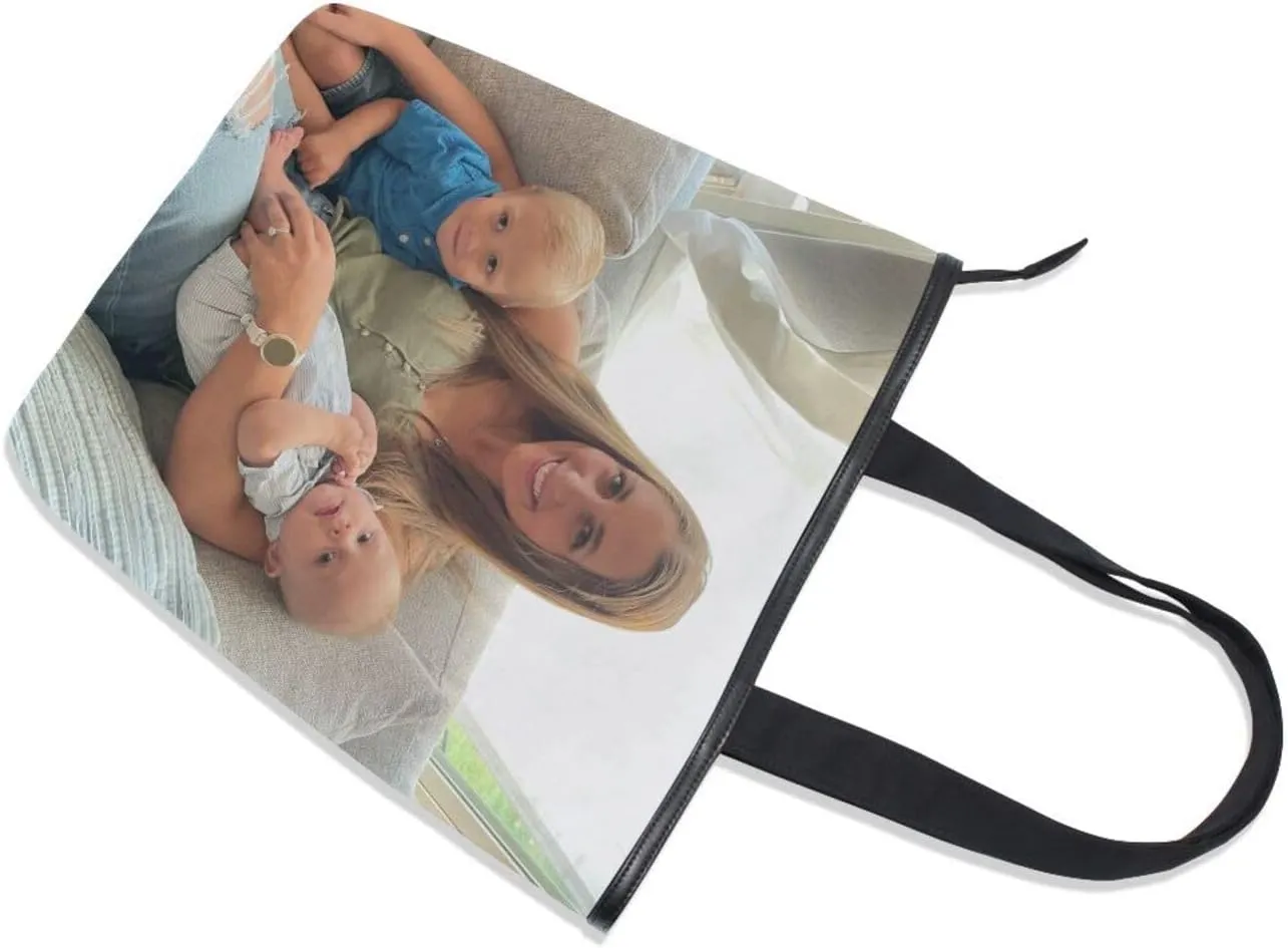 JSTEL Custom Photo Canvas Tote Bag Personalized Picture Tote Bag Customized Photo Tote Bag Women Gift