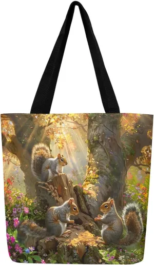 Jungle Animal Canvas Tote Bag,Cute 3D Wildlife Travel Bag for Women,Large Capacity Shopping Gym Bag