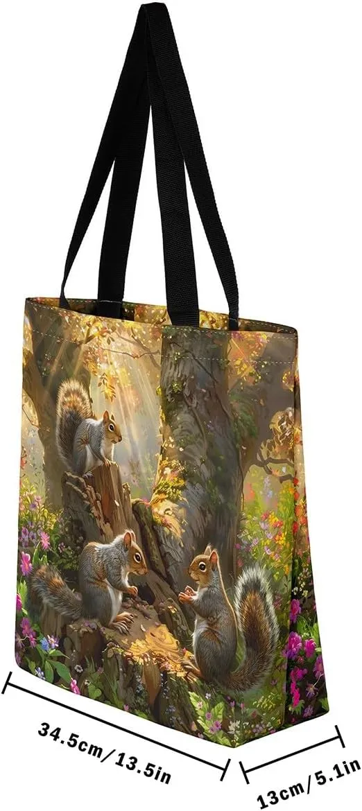 Jungle Animal Canvas Tote Bag,Cute 3D Wildlife Travel Bag for Women,Large Capacity Shopping Gym Bag