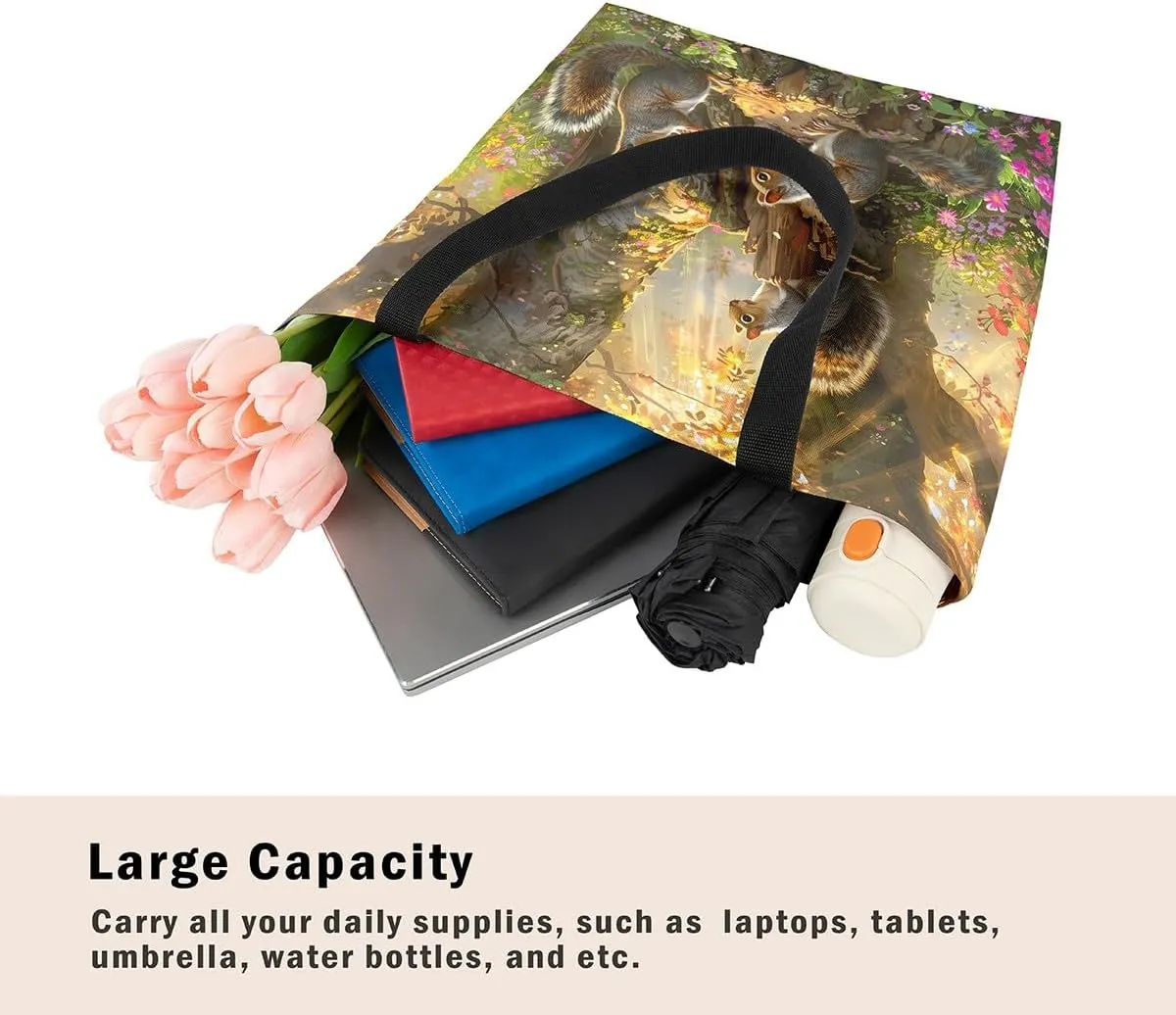 Jungle Animal Canvas Tote Bag,Cute 3D Wildlife Travel Bag for Women,Large Capacity Shopping Gym Bag