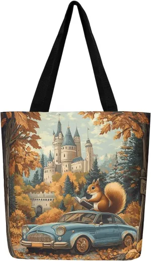 Jungle Animal Canvas Tote Bag,Cute 3D Wildlife Travel Bag for Women,Large Capacity Shopping Gym Bag