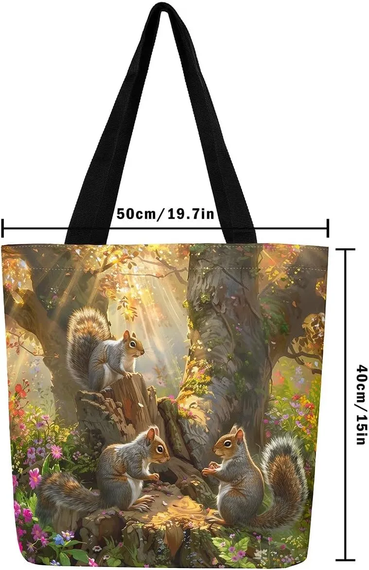 Jungle Animal Canvas Tote Bag,Cute 3D Wildlife Travel Bag for Women,Large Capacity Shopping Gym Bag