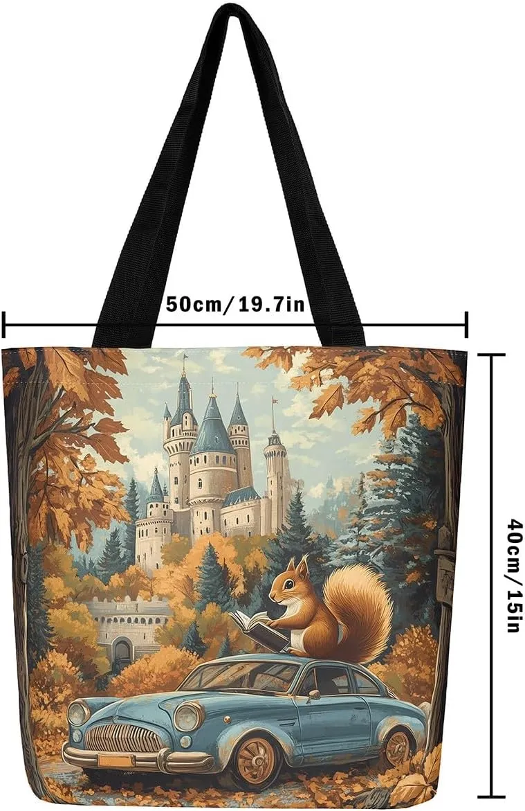 Jungle Animal Canvas Tote Bag,Cute 3D Wildlife Travel Bag for Women,Large Capacity Shopping Gym Bag