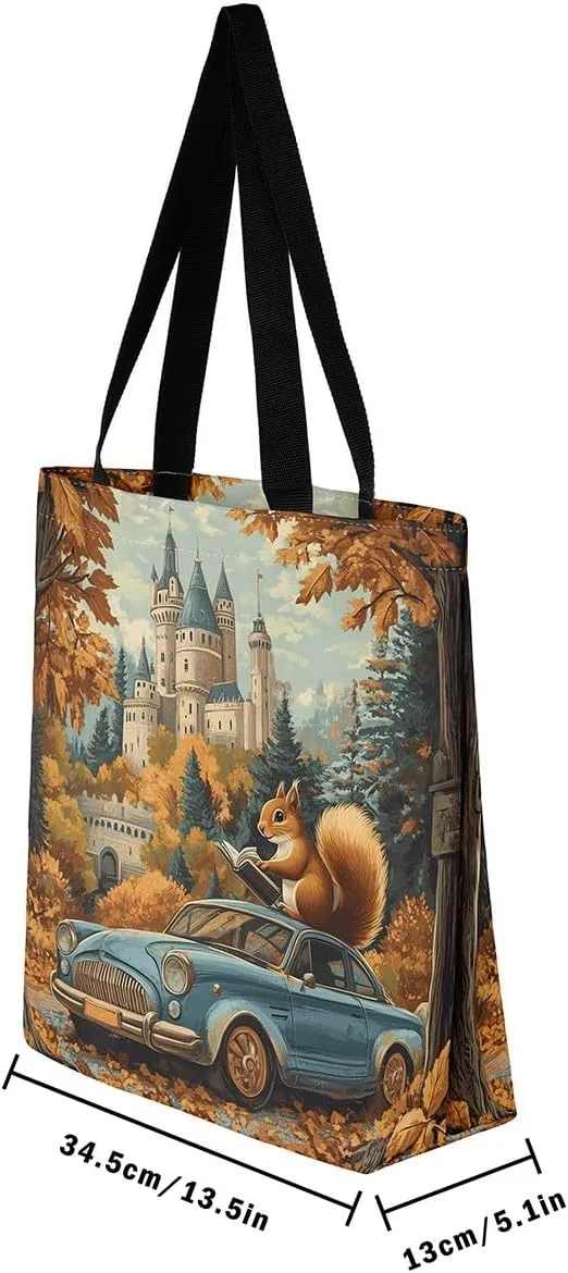 Jungle Animal Canvas Tote Bag,Cute 3D Wildlife Travel Bag for Women,Large Capacity Shopping Gym Bag