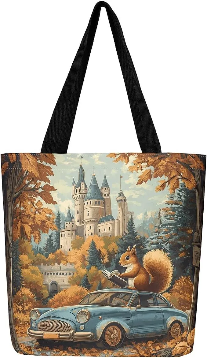 Jungle Animal Canvas Tote Bag,Cute 3D Wildlife Travel Bag for Women,Large Capacity Shopping Gym Bag