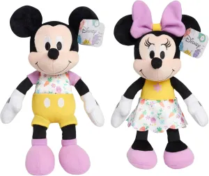 Just Play Disney Easter Mickey Mouse and Minnie Mouse Small Plushie Stuffed Animal, 2-Pieces, Easter Basket Stuffers, Kids Toys for Ages 2 Up