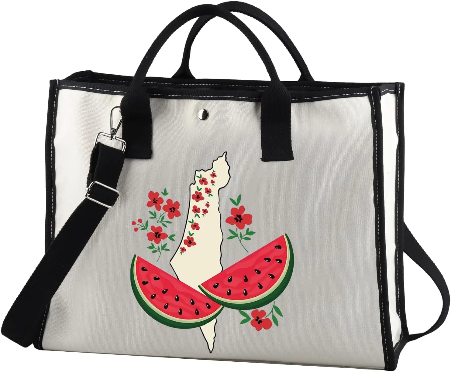 JXGZSO Watermelon Palestine Tote Bag - Free Palestine Flag Shopping Bag Support Gift
