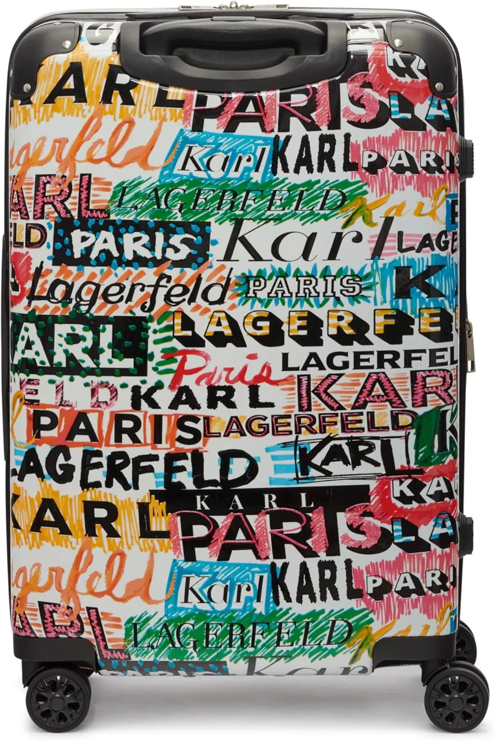 Karl Lagerfeld Paris Women's Logo Explosion Upright Hardside Suitcase, Multi, Medium