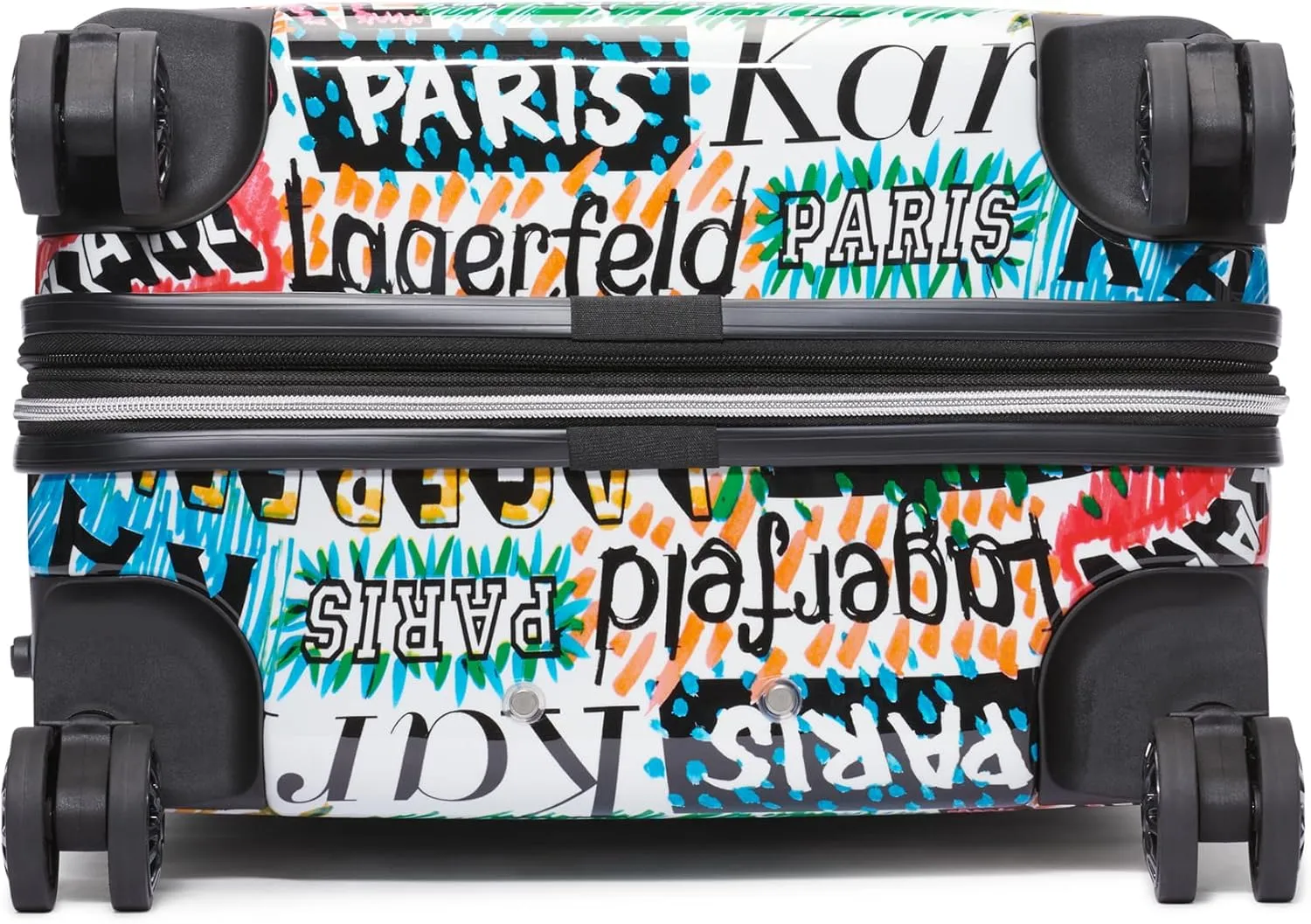 Karl Lagerfeld Paris Women's Logo Explosion Upright Hardside Suitcase, Multi, Medium
