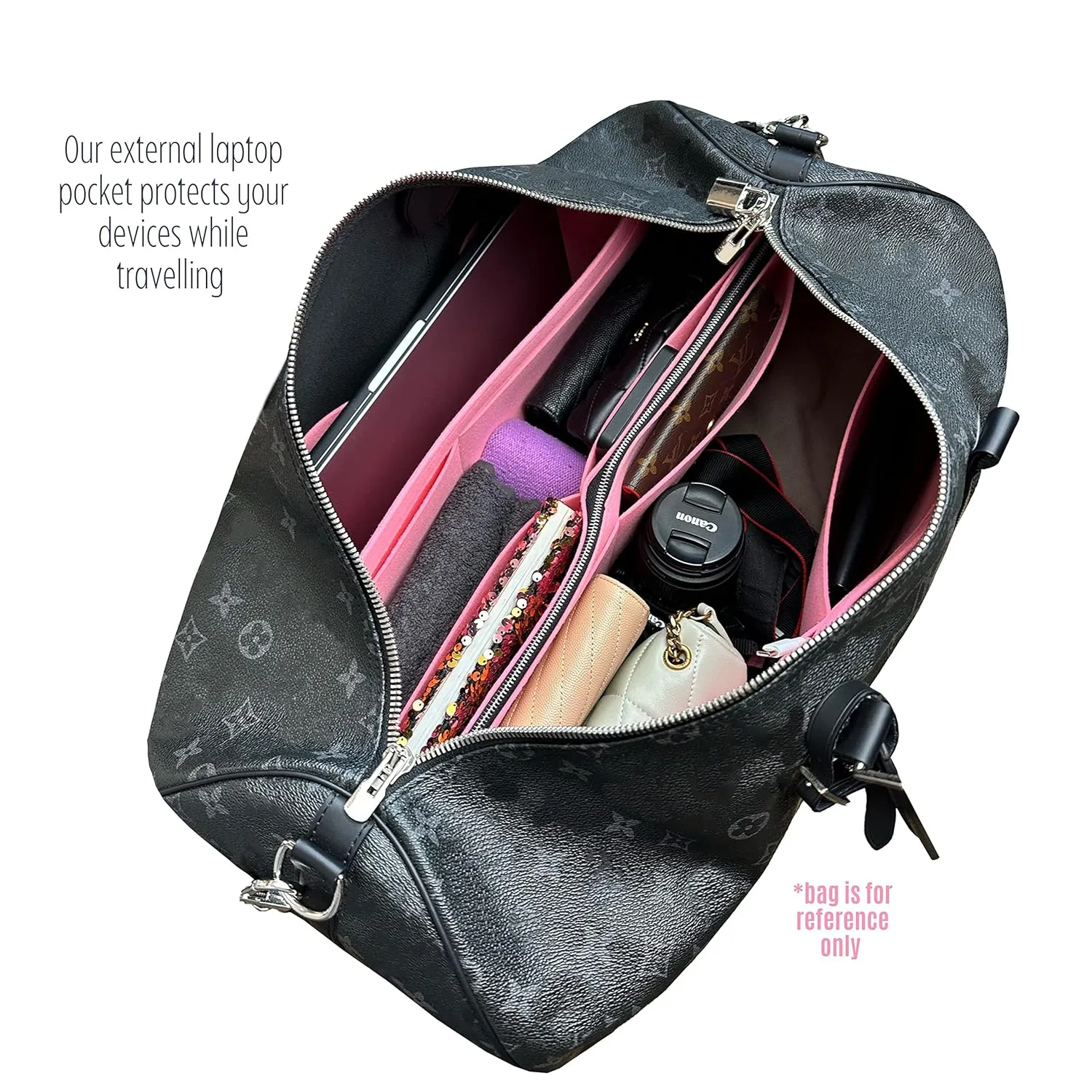 Keepall Bag Organizer for Lv Keepall 50 Insert Keepall 45 Organizer Base Shaper Handmade 3mm Premium Felt Snug Sturdy (Keepall 50, Geyser Blue)