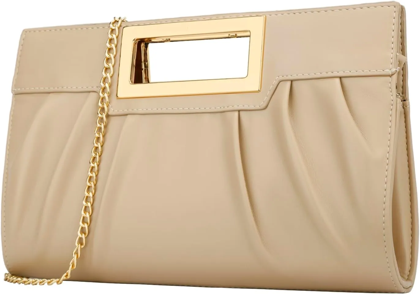 KKXIU Women Clutch Purse Elegant Pleated Evening Bag for Wedding Prom Bridal with Chain Strap