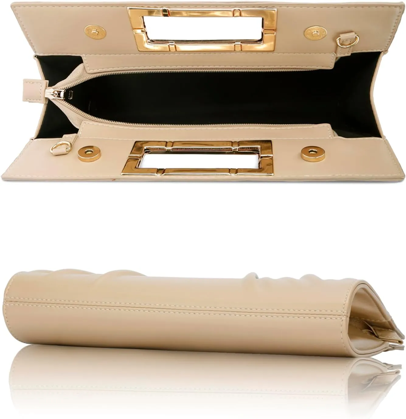 KKXIU Women Clutch Purse Elegant Pleated Evening Bag for Wedding Prom Bridal with Chain Strap