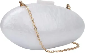 KUANG! Evening Handbags for Women Acrylic Shell Mussel Shape Shoulder Crossbody Bag Chain Clutch Purse for Wedding Party