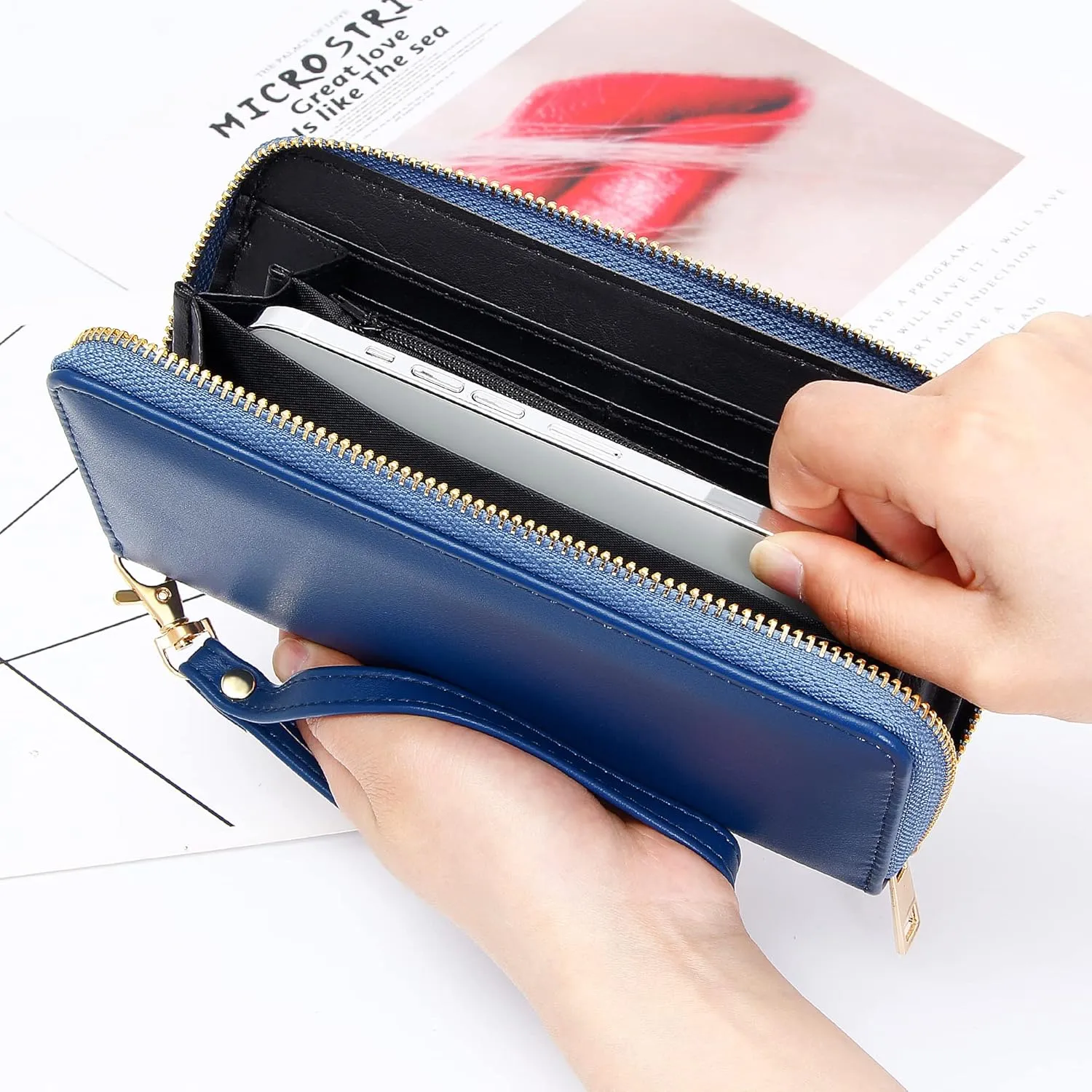 KUKOO Women’s Printed Zip Around Wallet Phone Clutch Purse Card Holder Organizer