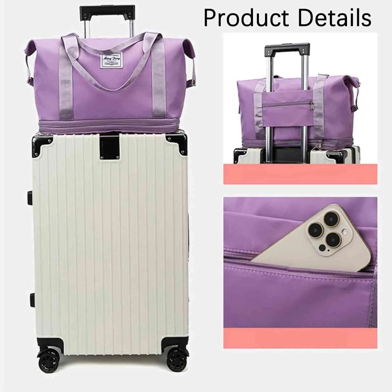 Kulken Travel Bag with Wheels, 2025 New Sparkhomez Large Capacity Travel Bag - Universal Wheel Removable Expandable (B, Grey)