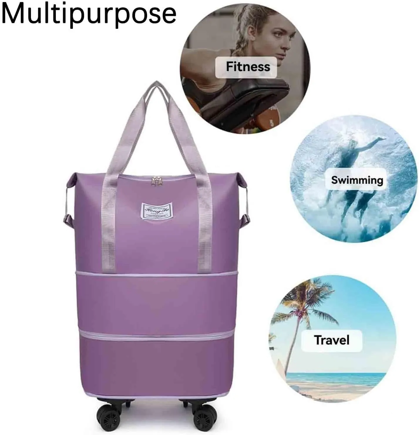 Kulken Travel Bag with Wheels, 2025 New Sparkhomez Large Capacity Travel Bag - Universal Wheel Removable Expandable (B, Grey)