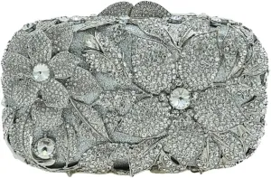 Ladies Crystal Evening Bag Flower Luxury Rhinestone Clutch Bags Diamond Party Wedding Handbag Sparkle Party Purse