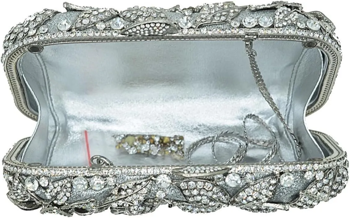 Ladies Crystal Evening Bag Flower Luxury Rhinestone Clutch Bags Diamond Party Wedding Handbag Sparkle Party Purse