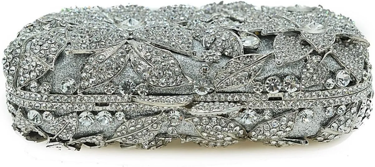 Ladies Crystal Evening Bag Flower Luxury Rhinestone Clutch Bags Diamond Party Wedding Handbag Sparkle Party Purse