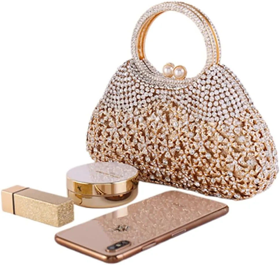 Ladies Elegant Formal Evening Bag Sparkly Clutch Glittering Rhinestone Crystal Handbag and Purse for Wedding Party