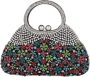 Ladies Elegant Formal Evening Bag Sparkly Clutch Glittering Rhinestone Crystal Handbag and Purse for Wedding Party