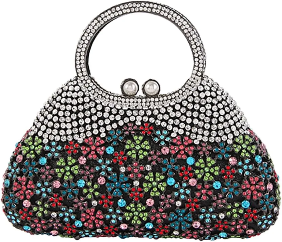 Ladies Elegant Formal Evening Bag Sparkly Clutch Glittering Rhinestone Crystal Handbag and Purse for Wedding Party