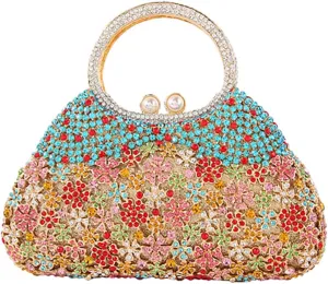 Ladies Elegant Formal Evening Bag Sparkly Clutch Glittering Rhinestone Crystal Handbag and Purse for Wedding Party