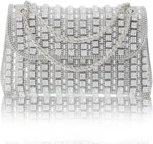 Lanpet Sparkly Crystals Rhinestone Evening Bag for Women Chain Strap Shoulder Bags Crossbody Bag Handbags