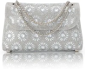 Lanpet Sparkly Crystals Rhinestone Evening Bag for Women Chain Strap Shoulder Bags Crossbody Bag Handbags