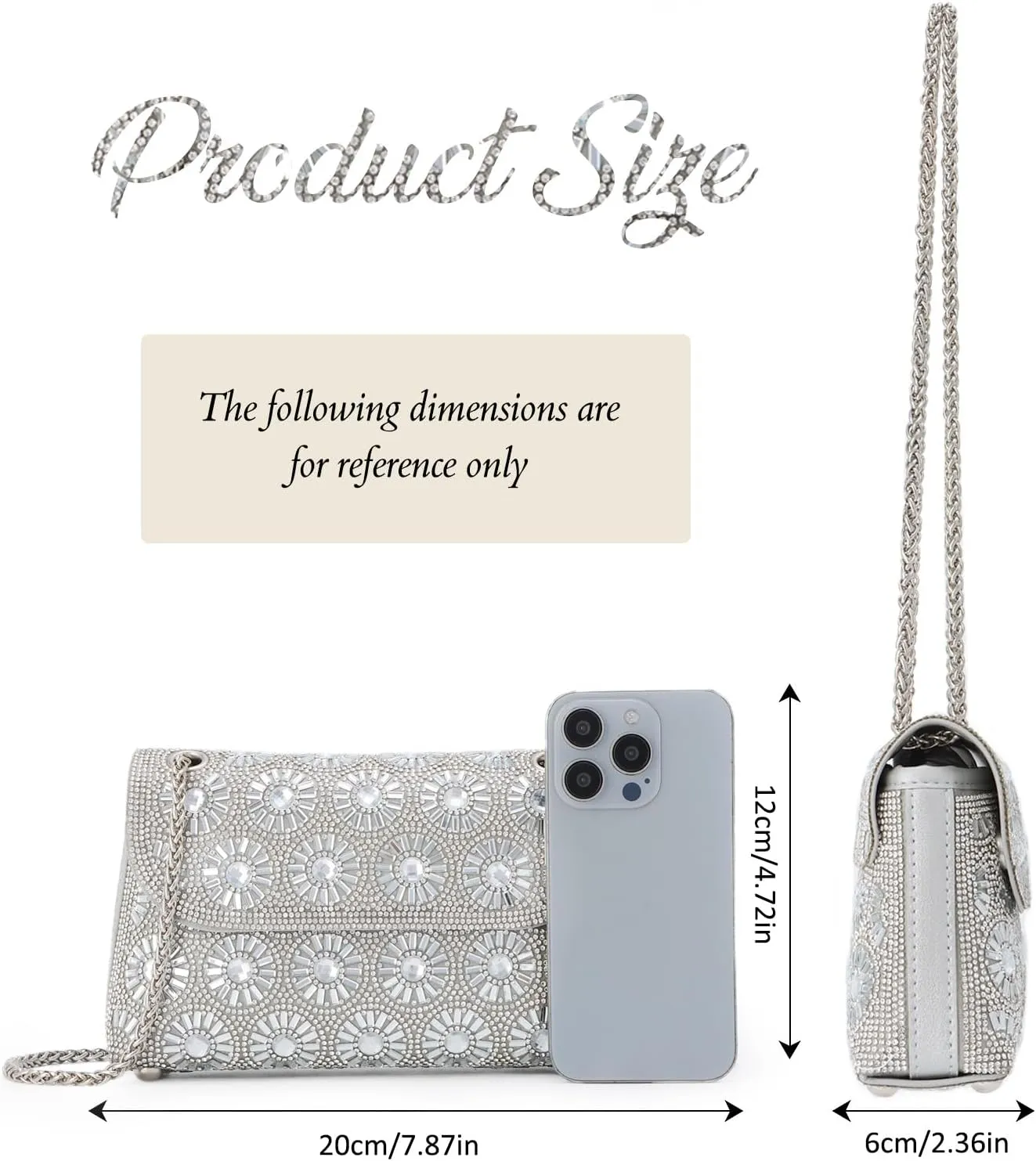Lanpet Sparkly Crystals Rhinestone Evening Bag for Women Chain Strap Shoulder Bags Crossbody Bag Handbags