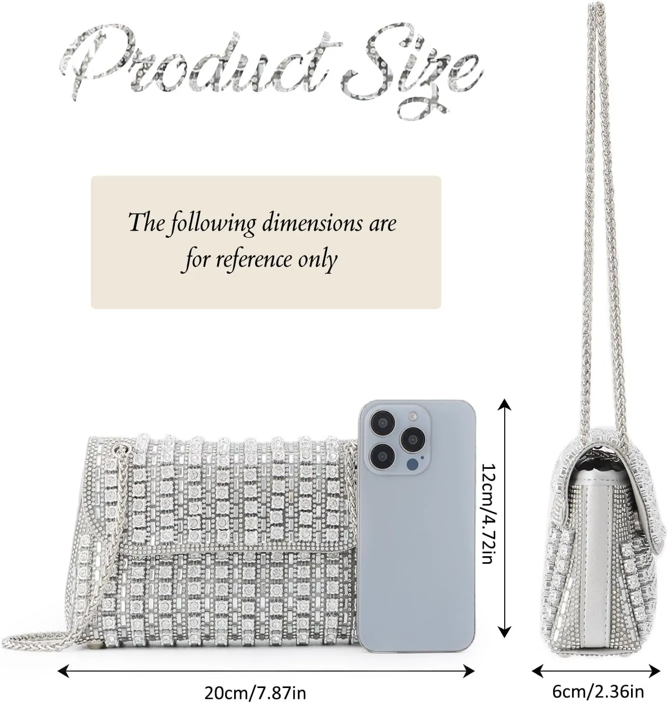 Lanpet Sparkly Crystals Rhinestone Evening Bag for Women Chain Strap Shoulder Bags Crossbody Bag Handbags