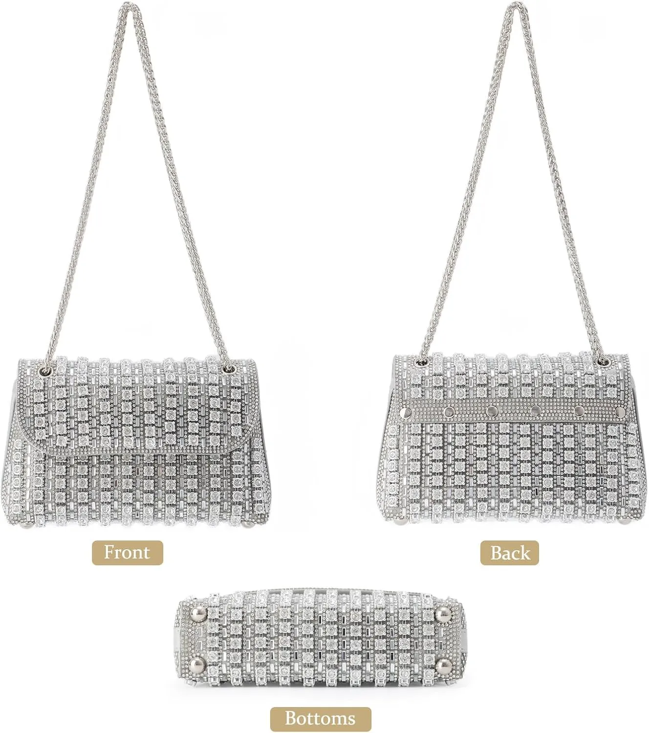 Lanpet Sparkly Crystals Rhinestone Evening Bag for Women Chain Strap Shoulder Bags Crossbody Bag Handbags