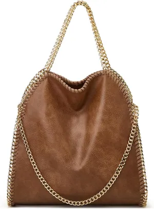 Large Shoulder Bag for Women, Leather Chain Tote Handbag, Designer Hobo Purse, Luxury Crossbody Bag