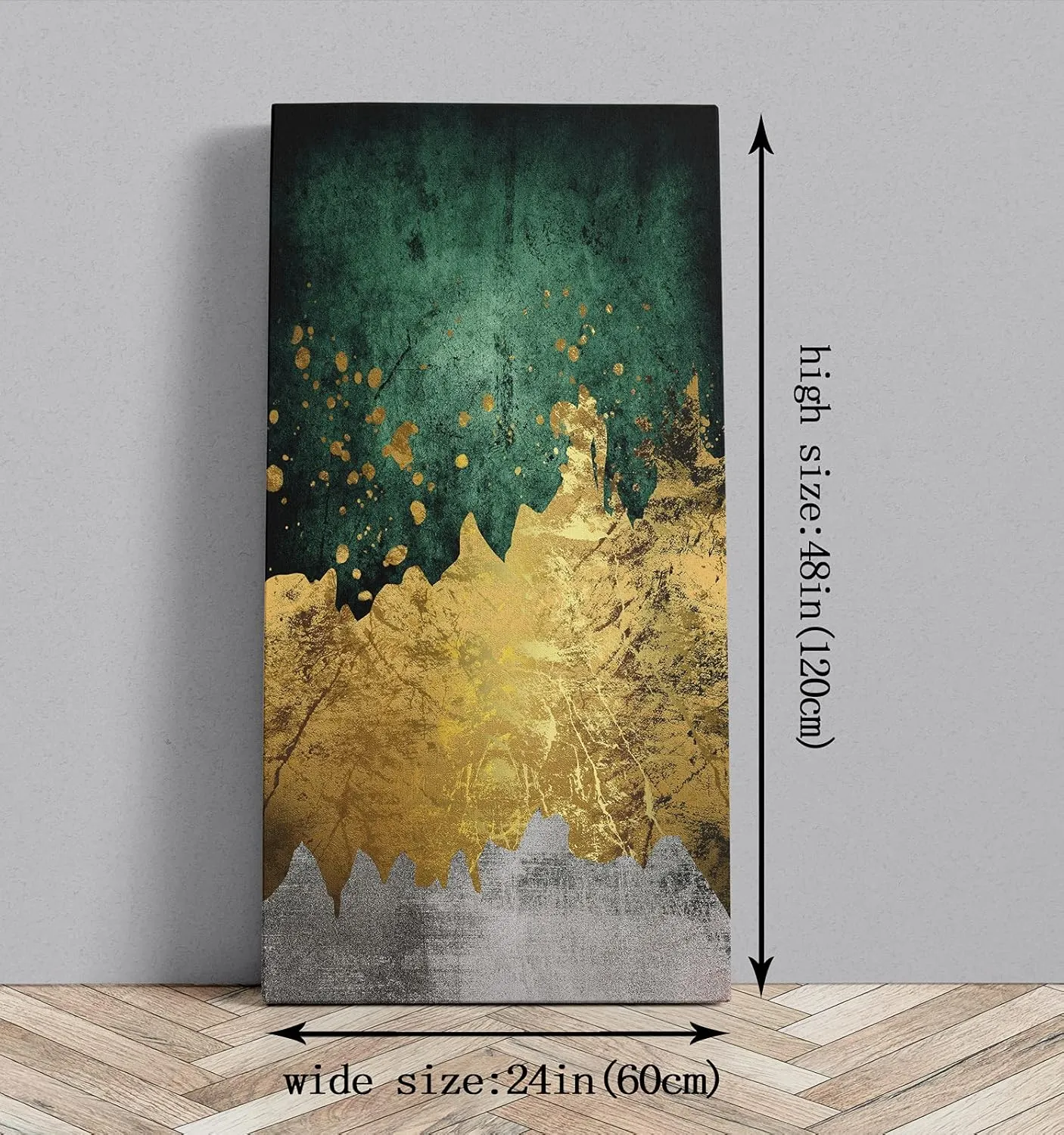 Large Size Abstract Green Gold Emerald Modern Nordic Canvas Wall Art Painting Poster Cuadros Picture Prints on Canvas Home Decor for Living room Bedroom Hallway Entrance Framed Ready to Hang 24×48in