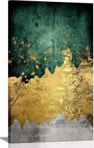 Large Size Abstract Green Gold Emerald Modern Nordic Canvas Wall Art Painting Poster Cuadros Picture Prints on Canvas Home Decor for Living room Bedroom Hallway Entrance Framed Ready to Hang 24×48in