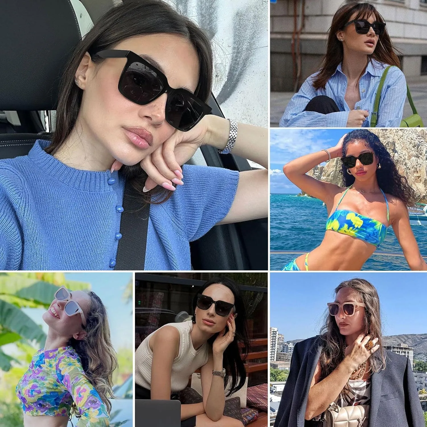 Large Square Sunglasses Trendy Polarized Sunglasses for Women Men Classic Retro Style UV400 Protection