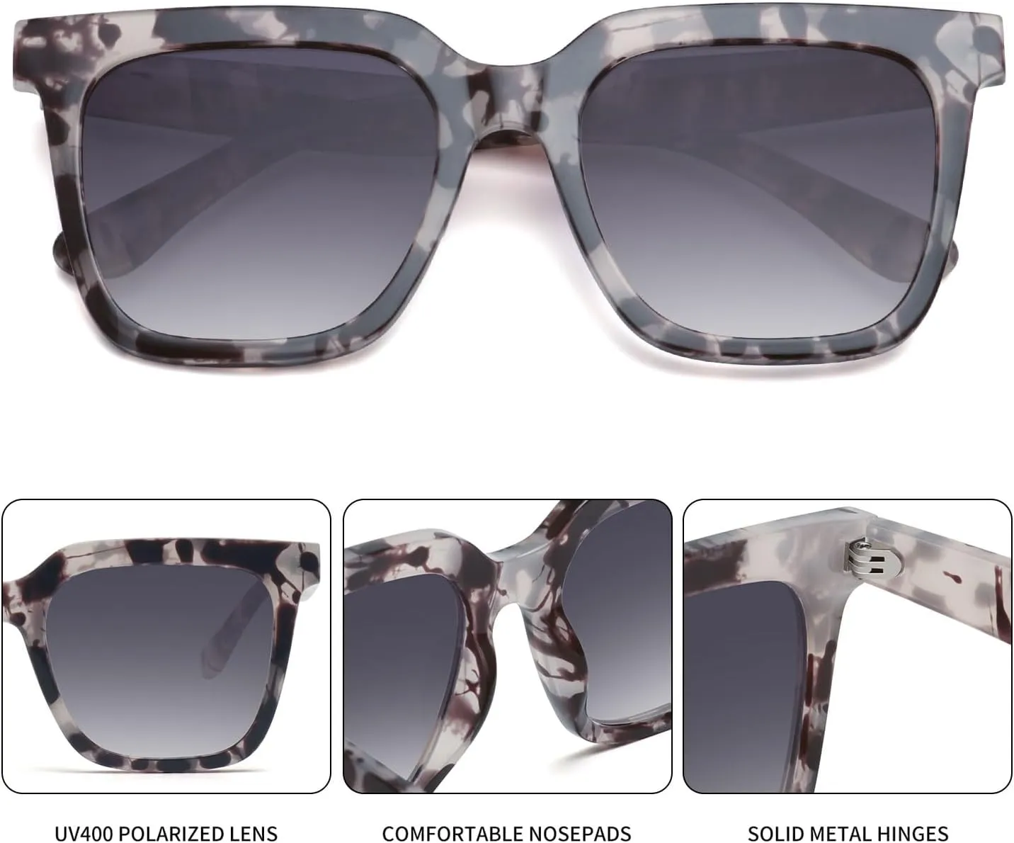 Large Square Sunglasses Trendy Polarized Sunglasses for Women Men Classic Retro Style UV400 Protection