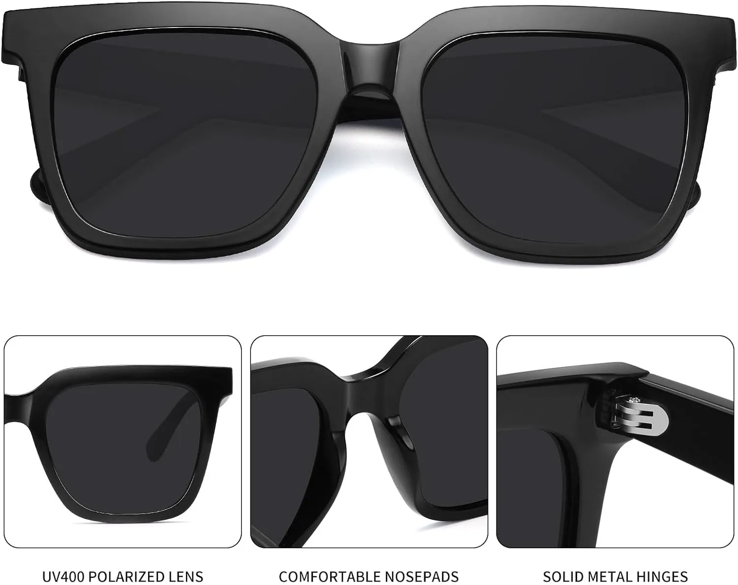 Large Square Sunglasses Trendy Polarized Sunglasses for Women Men Classic Retro Style UV400 Protection