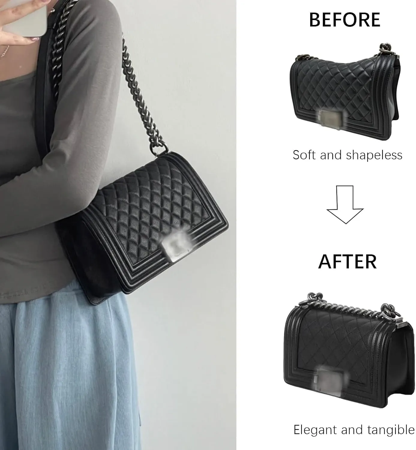 Lckaey Purse Organizer insert for Chanel leboy Handbags Felt organizer insert Bag in Bag Y094black-S